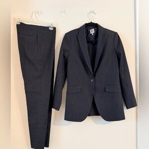 Anne Klein Navy Pinstripe Blazer & Trousers Size 6